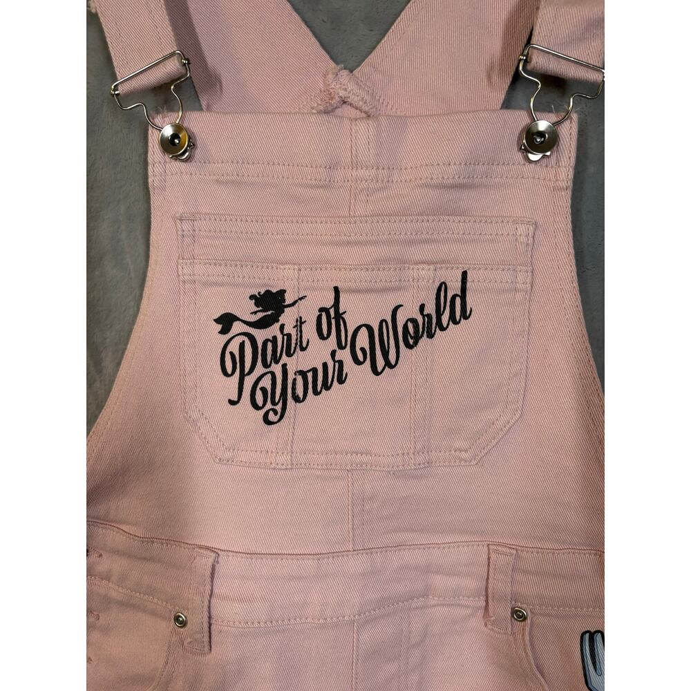 NWT Hot Topic Disney Little Mermaid Ariel Pink Denim Shortalls M Casual Vacation - Picture 11 of 11